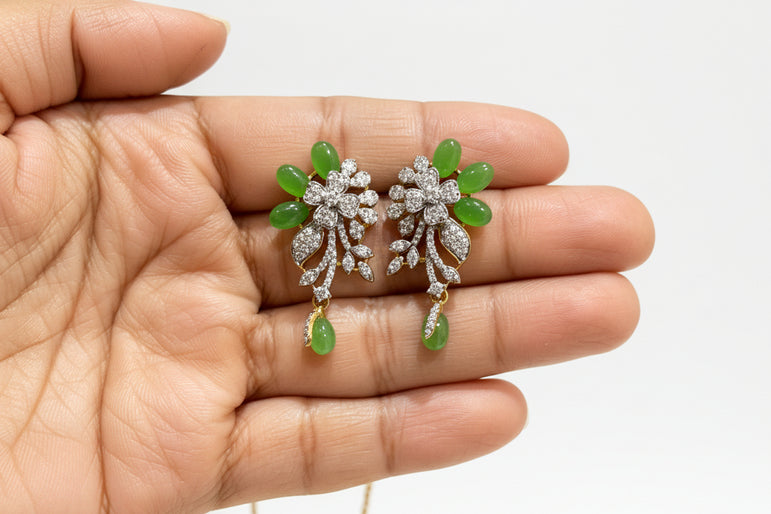 chanted Garden Green Leaf Diamond Pendant Set (Only Pendant Set )