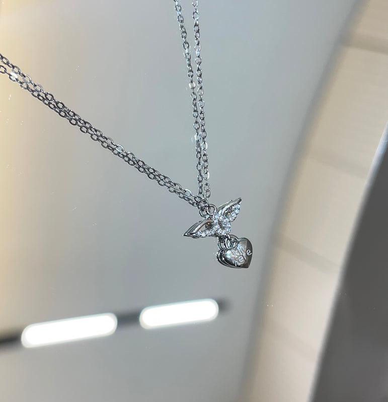 925 Silver Angel Heart Drop Pendant