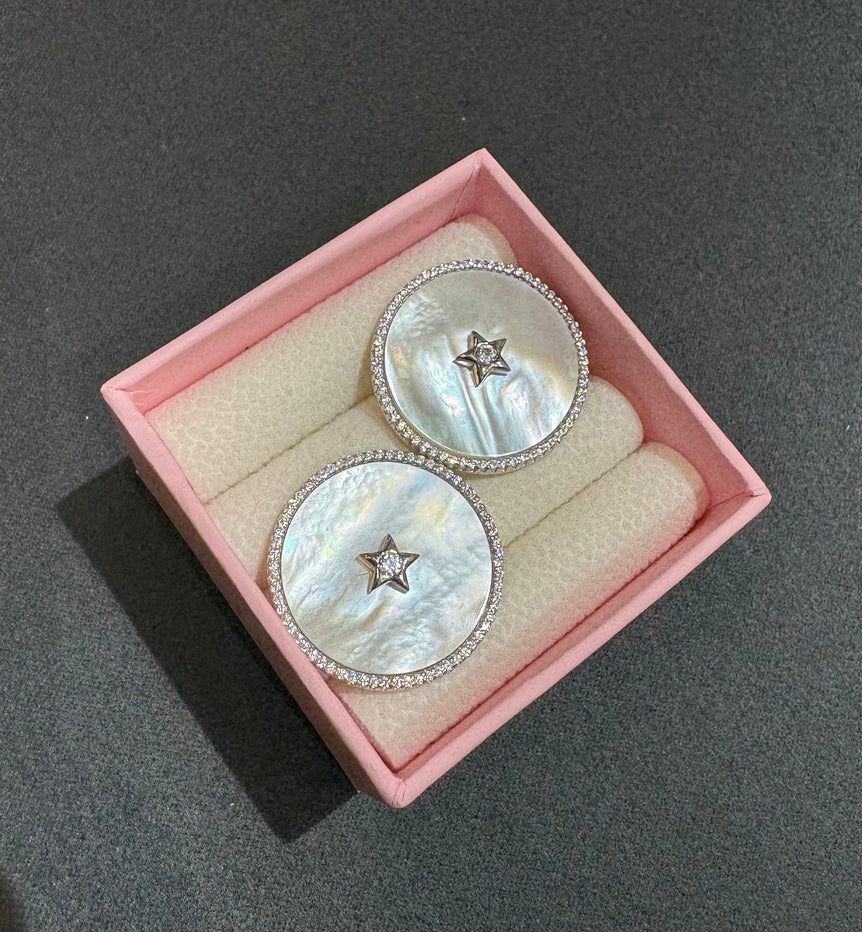925 Silver Solid White Enamel Studs
