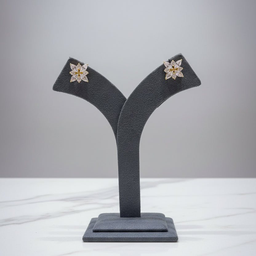 Contemporary Diamond-Look Floral Cluster Studs