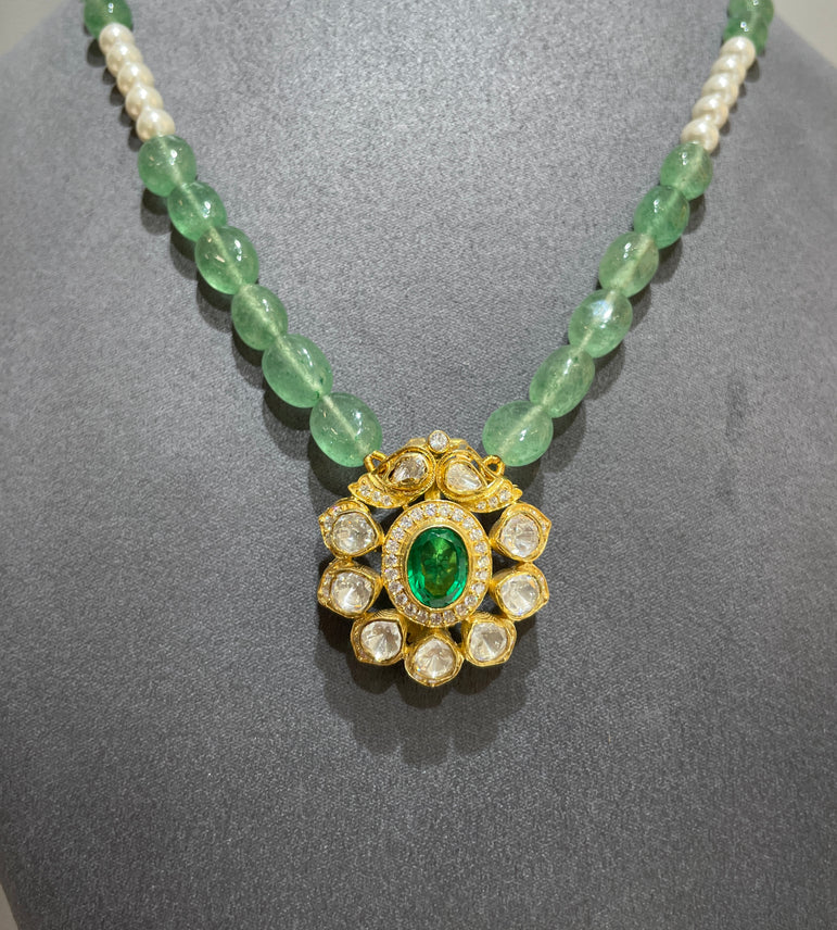 925 Silver traditional Polki Pendant