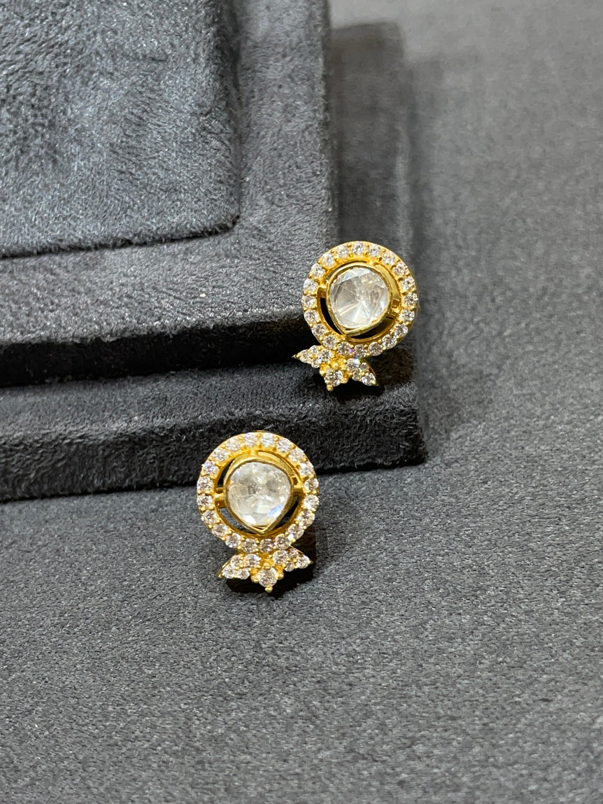 925 Silver Minimal Polki Earrings