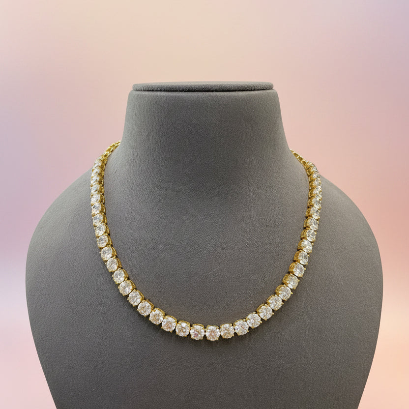 Brilliant Solitaire Tennis Diamond Necklace Set