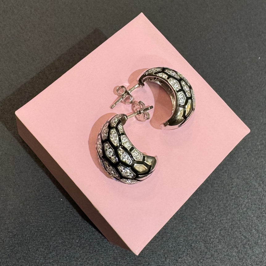 925 Silver Snake Skin Inspired Earrings