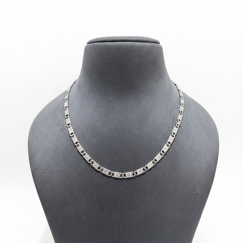 Silver Designer Monogram Men's Chain
