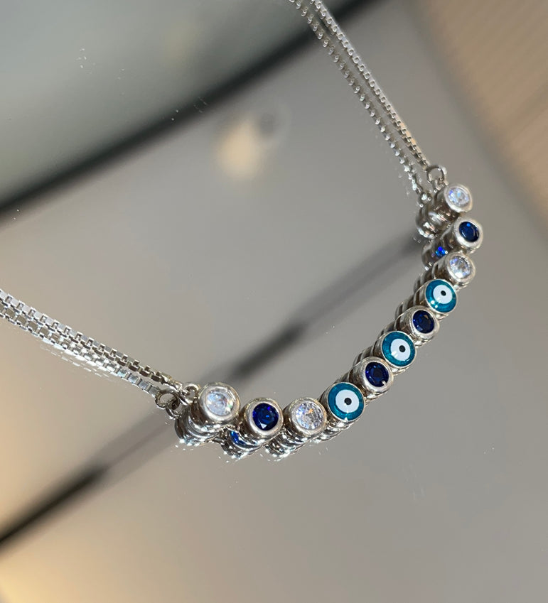 925 Silver Evil Eye Adjustable Bracelet