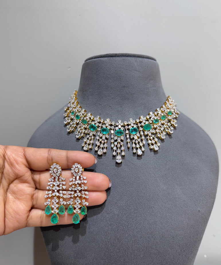 Emerald Cascade Diamond Necklace Set