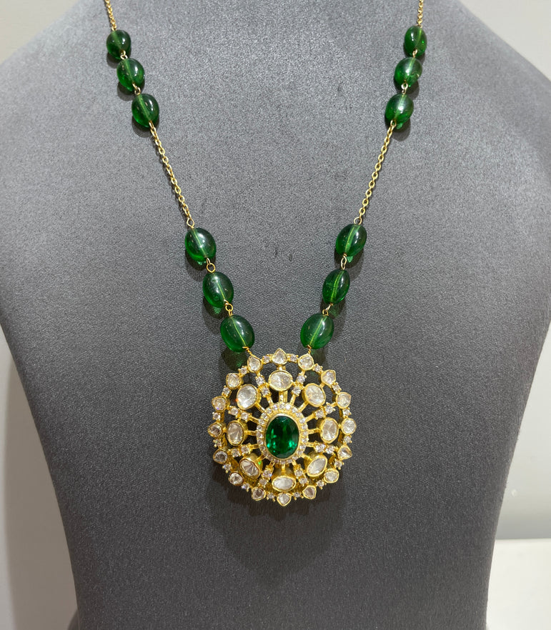 925 Silver Traditional Polki Pendant