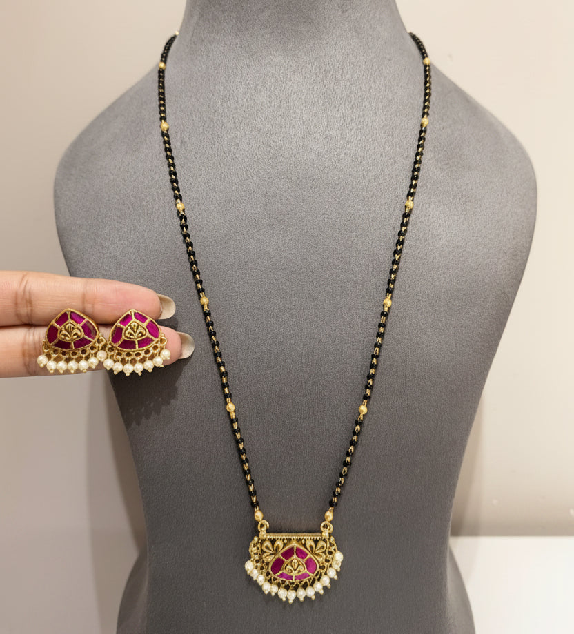 Heritage Half-Moon Lotus Crest Mangalsutra Pendant Set