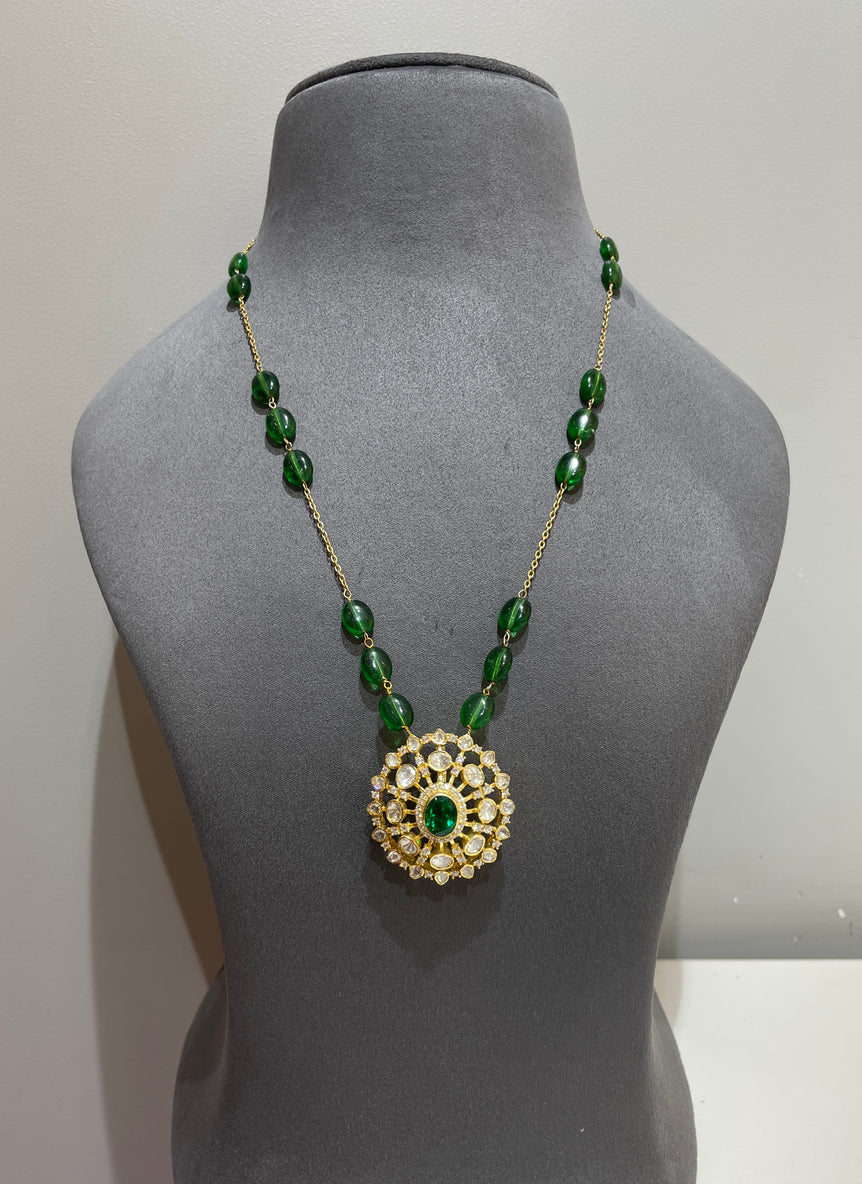 925 Silver Traditional Polki Pendant