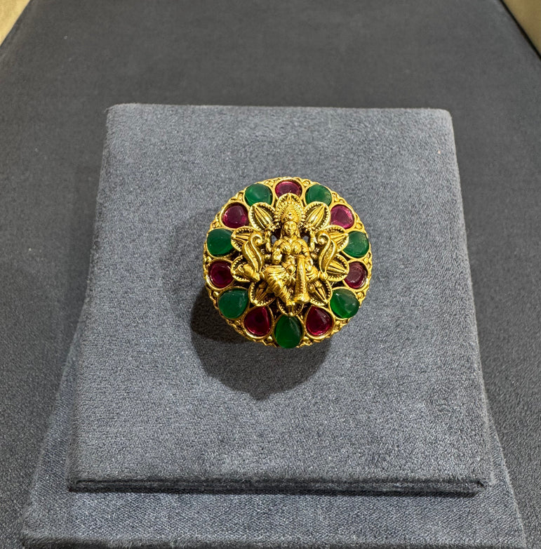 925 Silver Gold Look Antique Rotating Ring