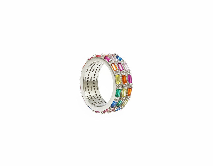 Colourful Diamond Look Band Ring