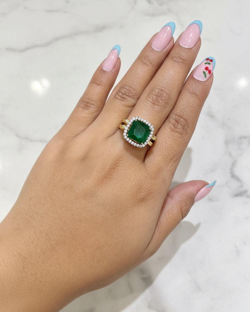 pink & Emerald Reversible Diamond Ring