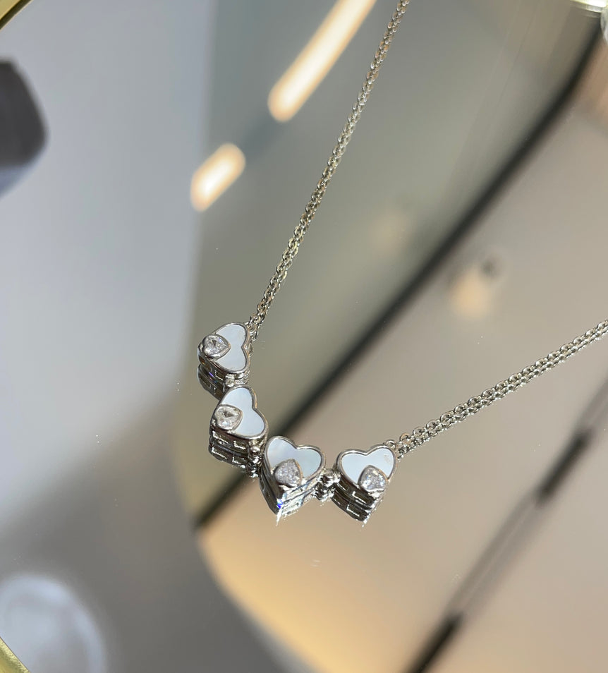 925 Silver Four Clover Leaf & Hearts Two in one pendent