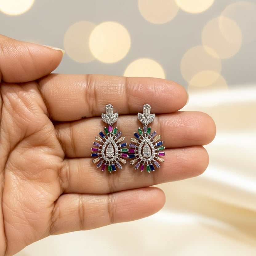 The Navratan-Inspired Sunburst Diamond Pendant Set (Only Pendant Set)