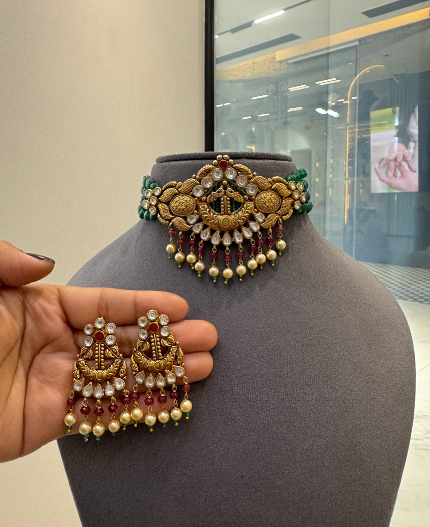 925 Silver Mayura Grace Gold Look Choker