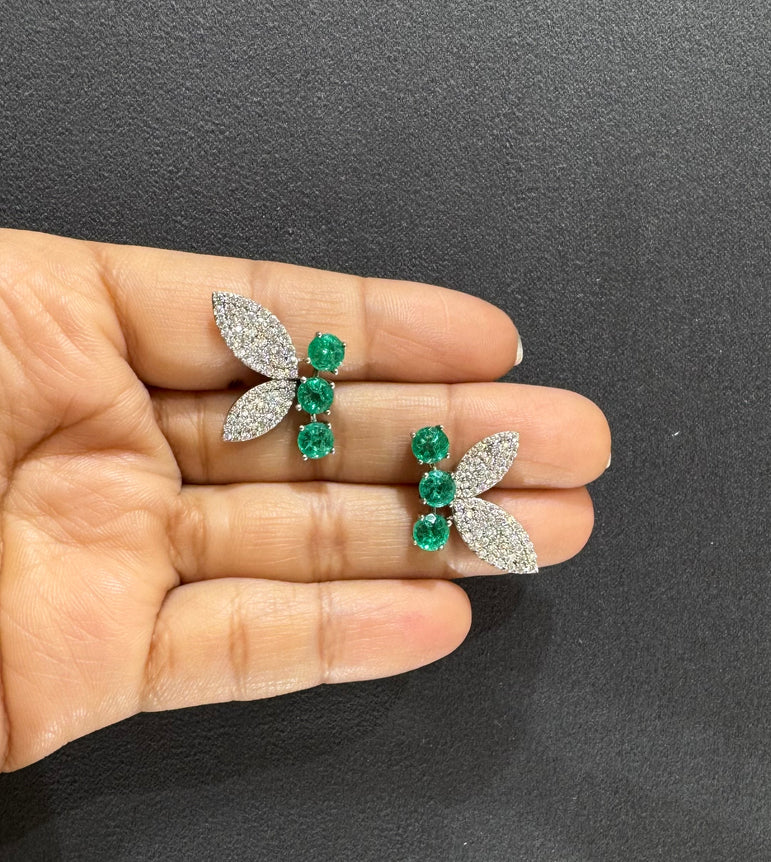 925 Silver Butterfly Diamond Look Earrings