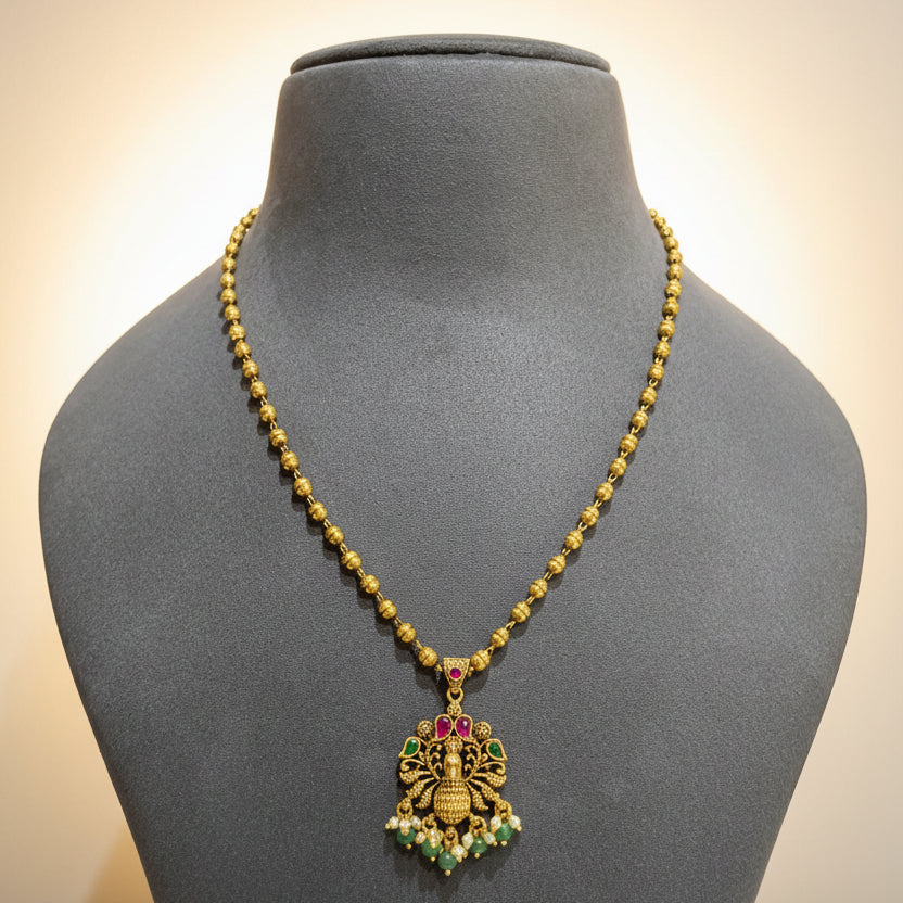 Antique Peacock Nakshi Pendant Set