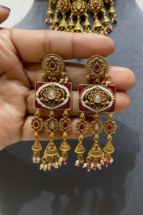 Royal Nakshi Floral Jhumka Gold Look Choker