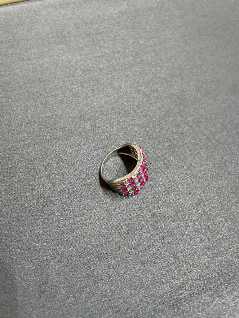 Contemporary Ruby Mesh Wide Statement Ring