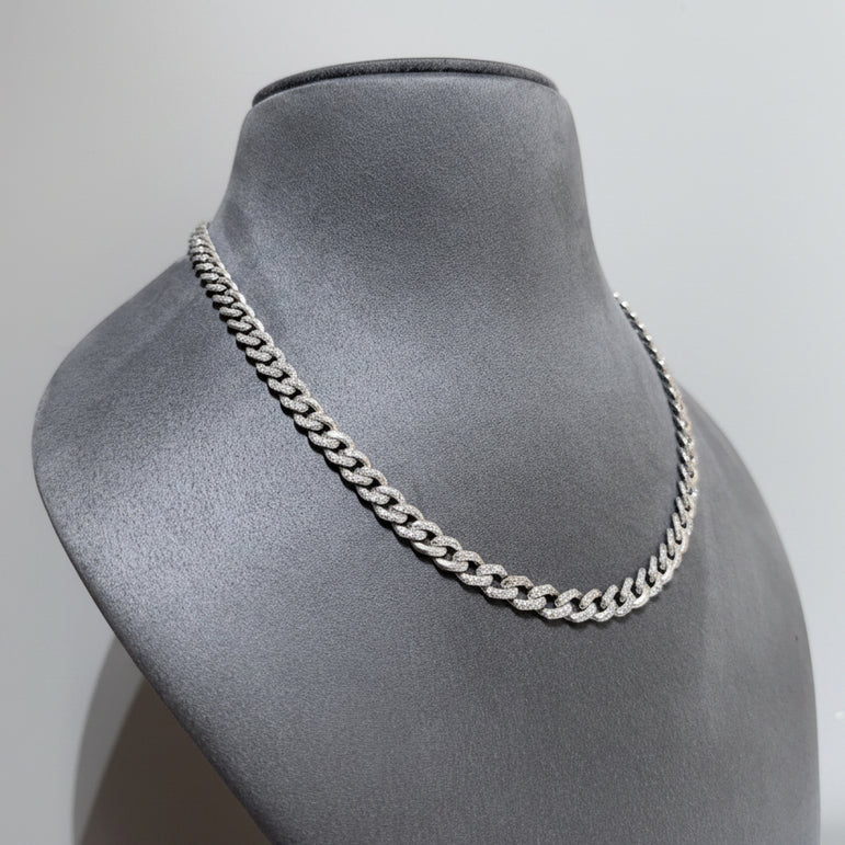 Sleek Moissanite Accent Curb Men's Chain