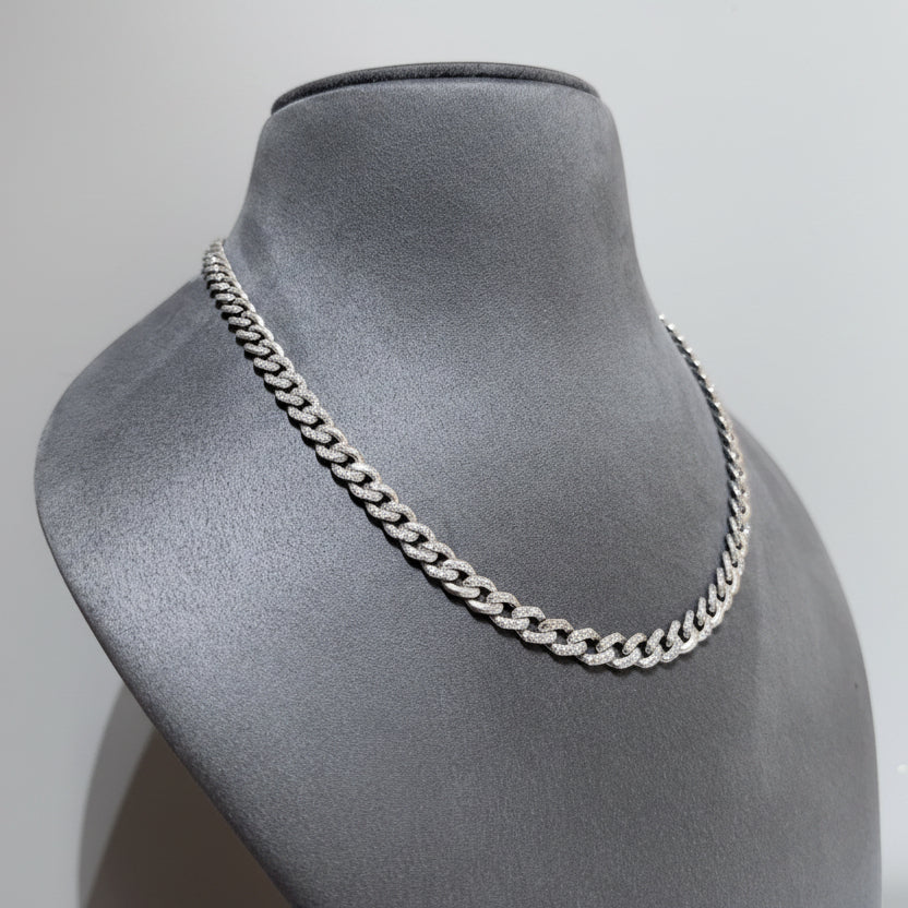 Sleek Moissanite Accent Curb Men's Chain