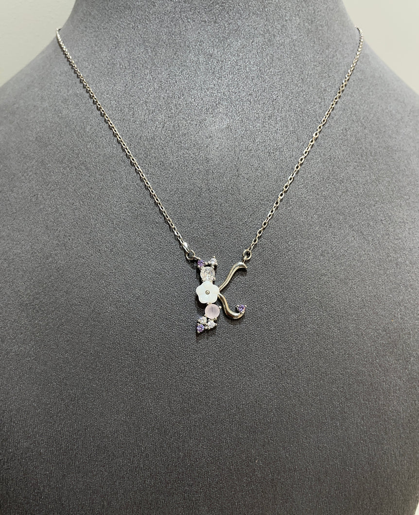 925 Silver K Initial Pendant