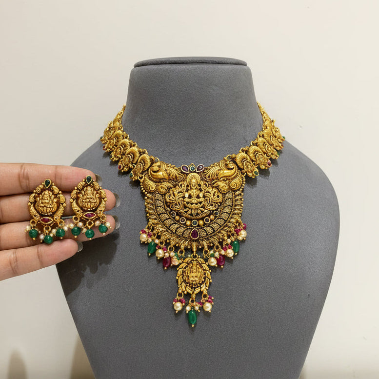 Royal Nakshi Laxmi Statement Gold Look Temple Set