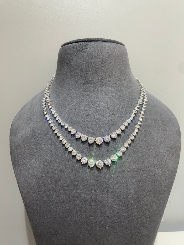 925 Silver Eternal Spark Double Line Moissanite Diamond Necklace Set