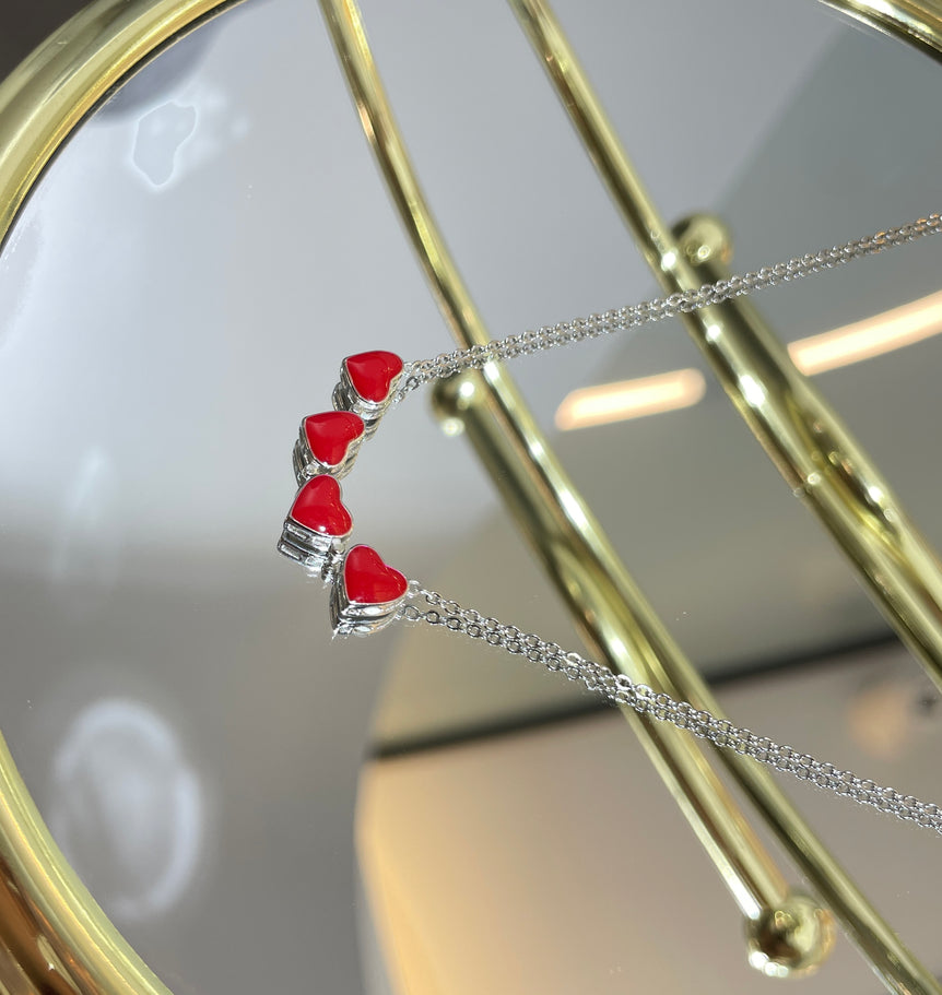 925 Silver Four Clover Leaf & Hearts Two in One Pendant