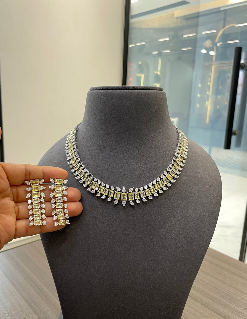 Silver moissonite set