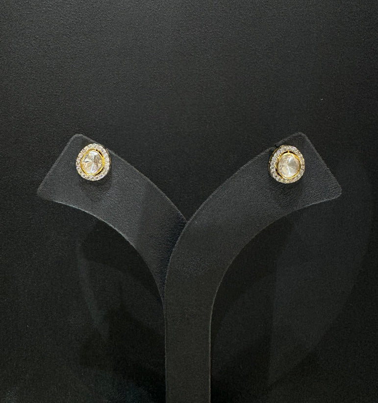 925 Silver Minimal Polki Earrings