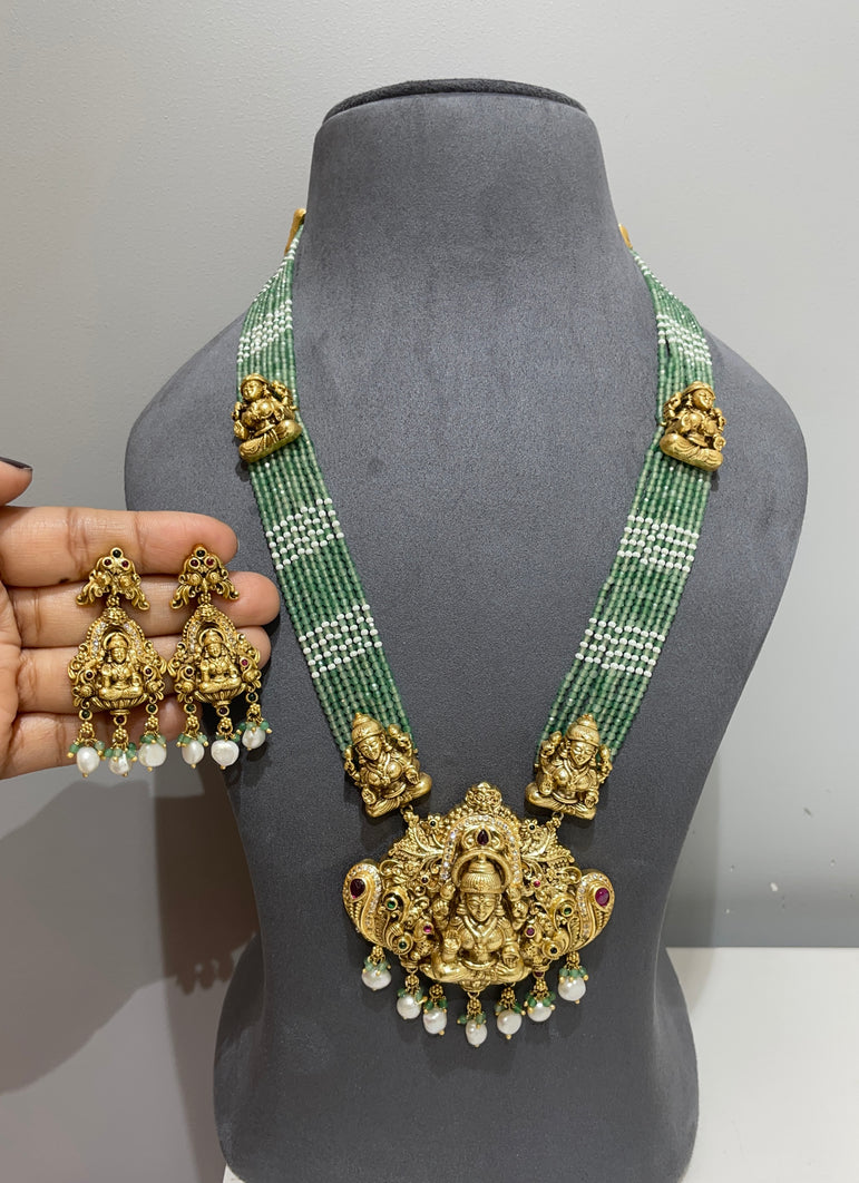 925 Silver Lakshmi Tejas Antique Gold Look Necklace Set