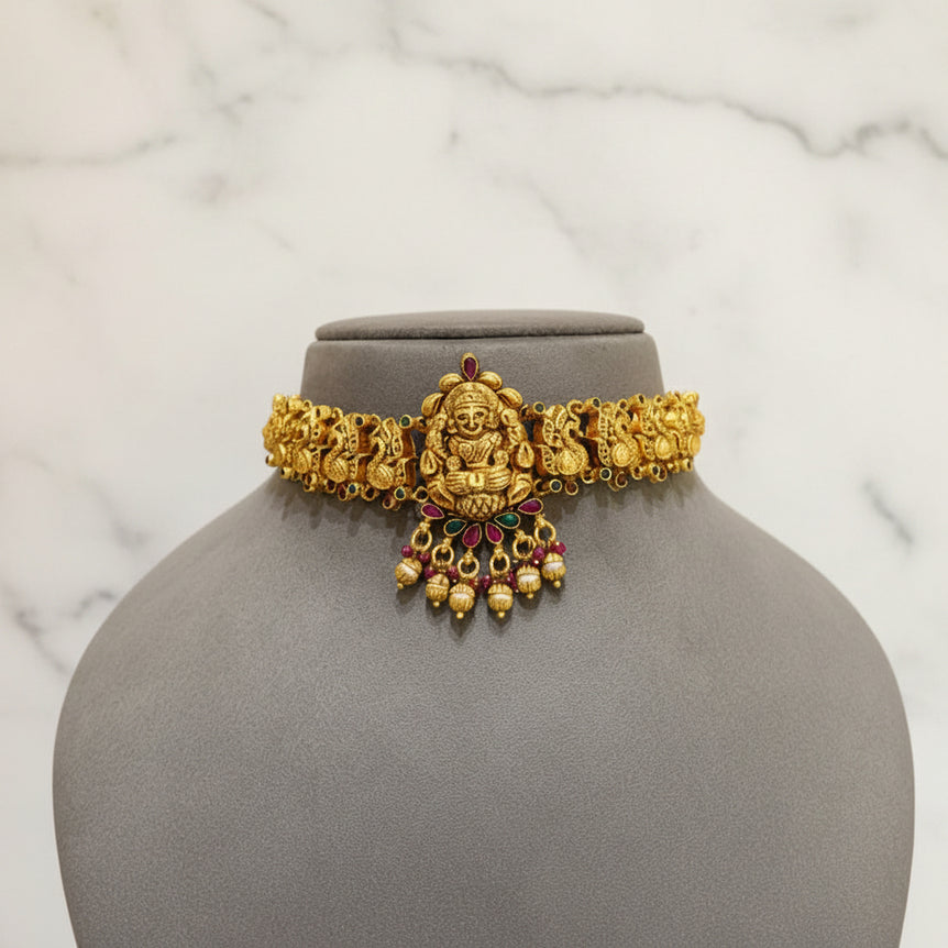 Nakshi Laxmi Temple Gold Look Choker