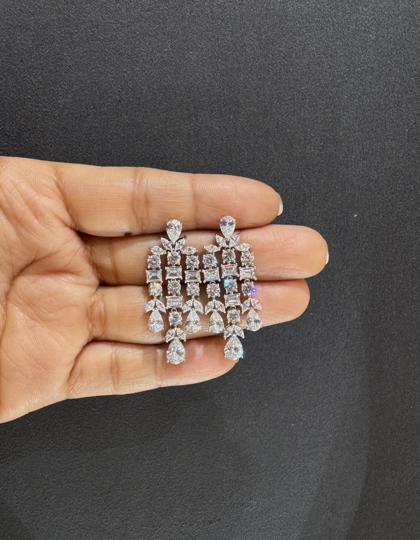 The Royal Cascade Mixed-Cut Drops Moissanite Diamond Earrings