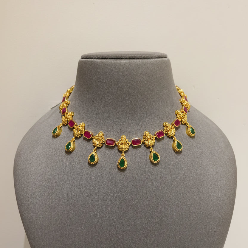Imperial South Indian Temple Laxmi And Ruby Gold Look Set