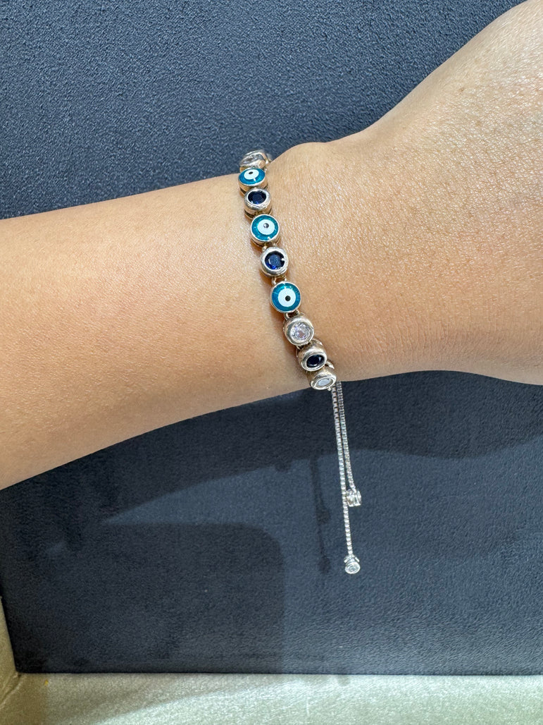 925 Silver Evil Eye Adjustable Bracelet