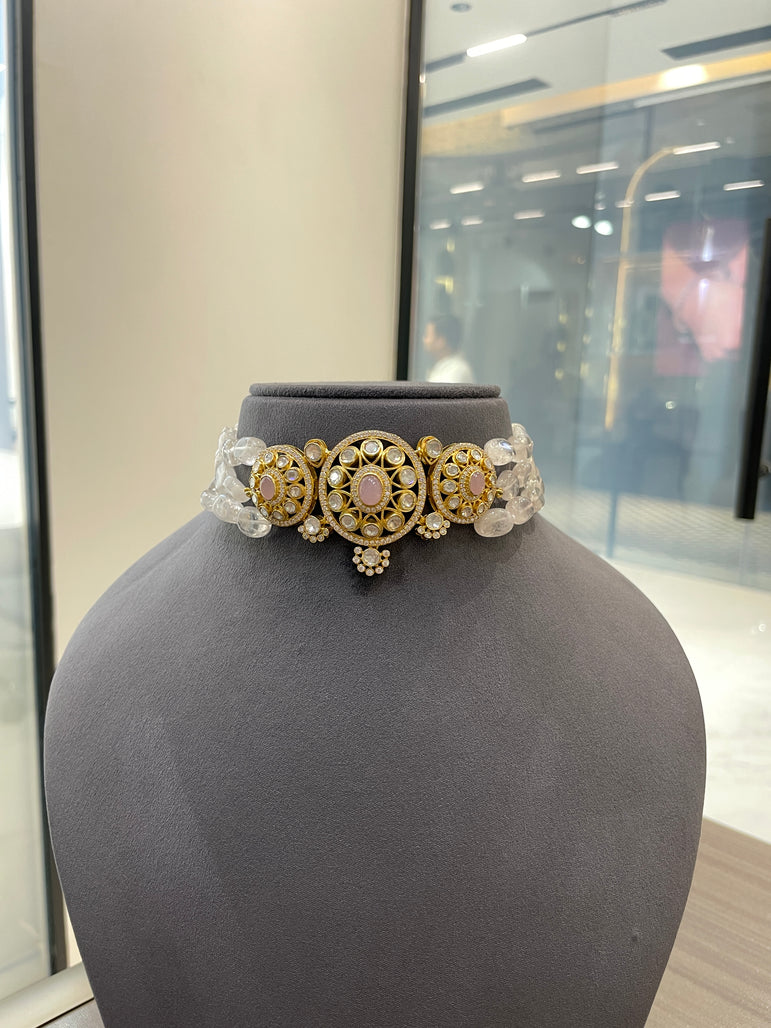 Blush Filigree Polki Choker