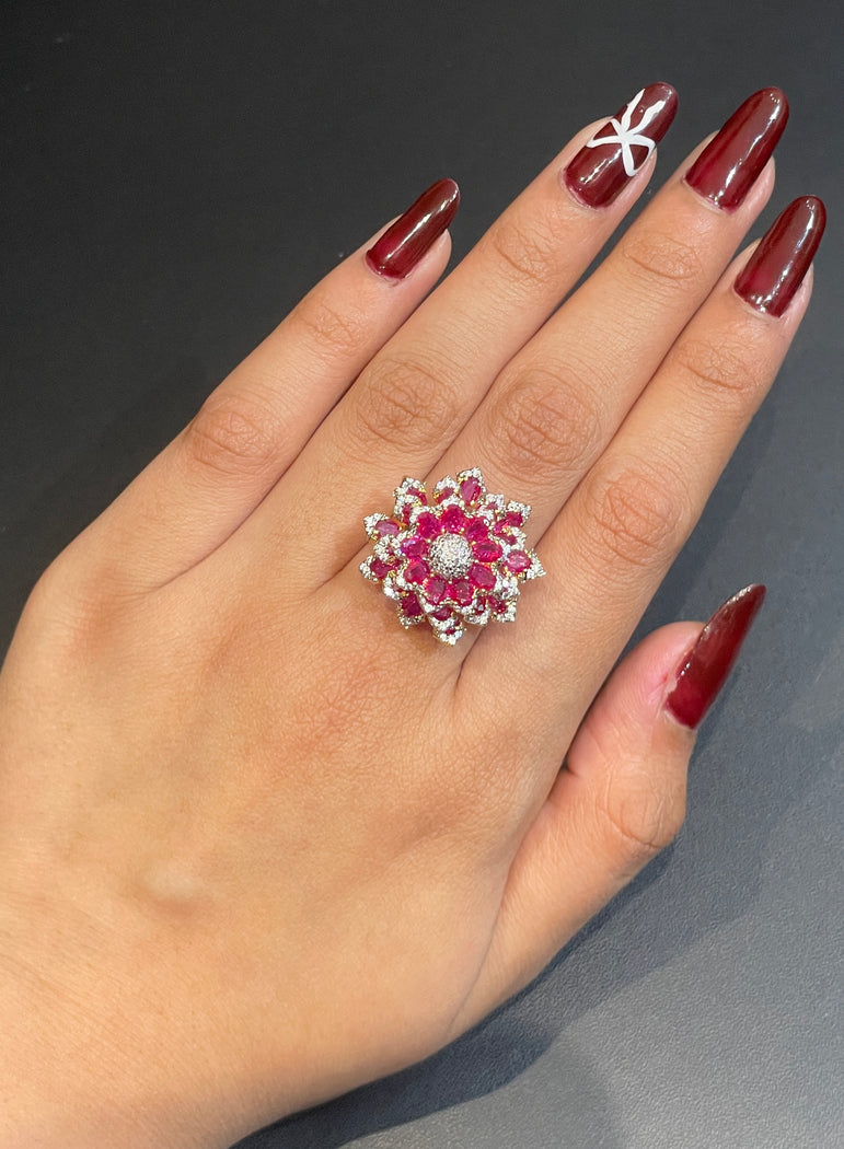 "Floral Cluster Cocktail Ring