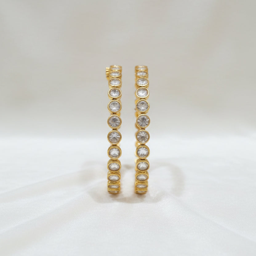 Classic Round Solitaire Moissanite Polki Single-Line Bangle