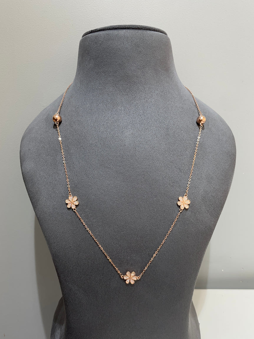 925 Silver Floral Long Pendant