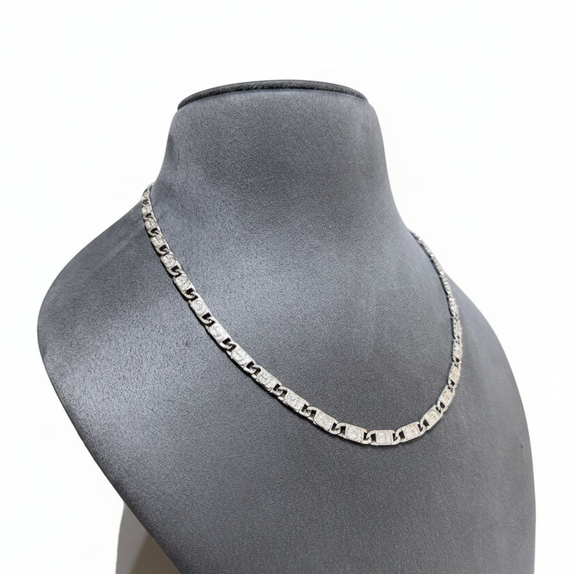 Silver Designer Monogram Men's Chain