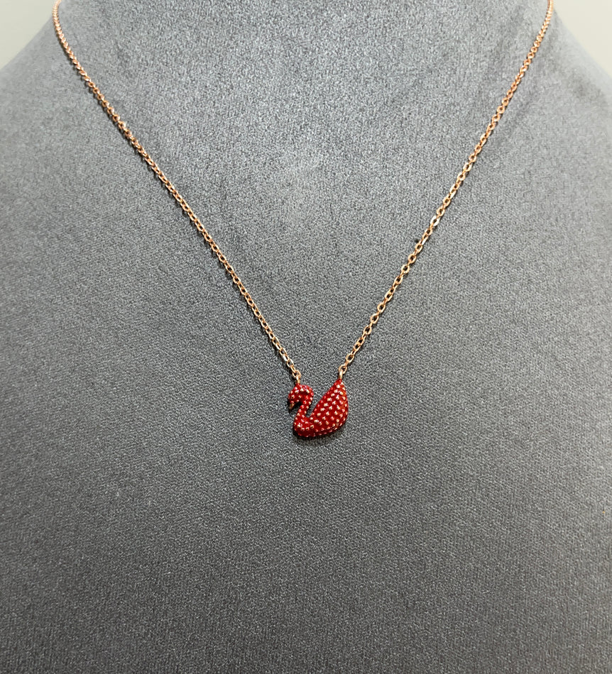 925 Silver Red Swan Pendant