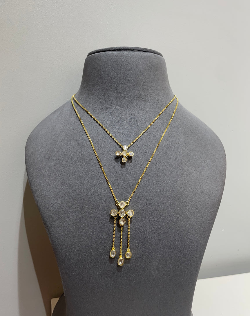 Dual Layer Starburst Moissanite Polki Pendant