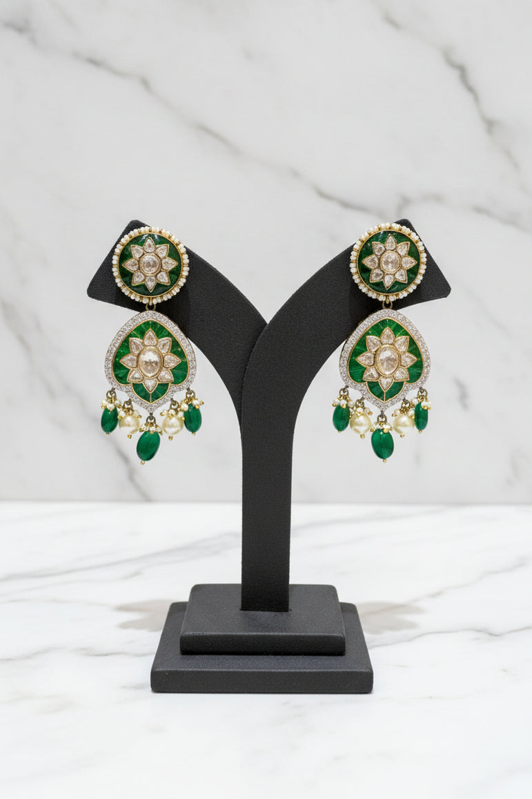 Emerald Polki Earrings