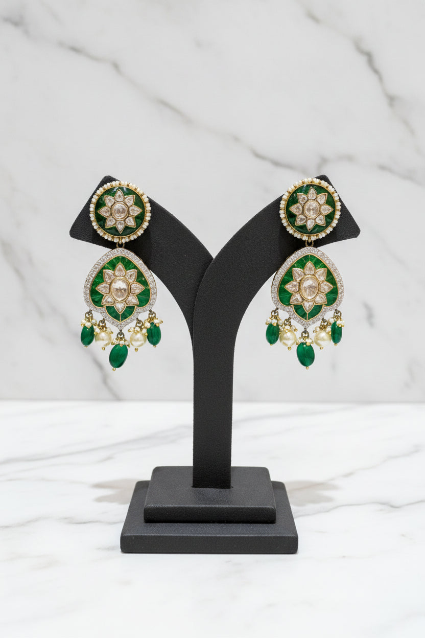 Emerald Polki Earrings