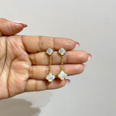 Mother of Pearl Clover Drop Earrings