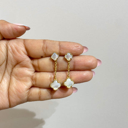 Mother of Pearl Clover Drop Earrings
