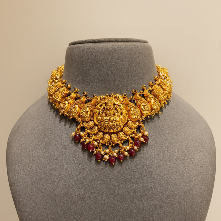 Sacred Nakshi Laxmi Arch Medallion Gold Look Set