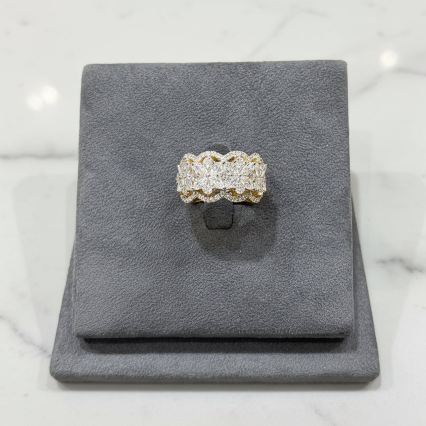 Radiant Multi-Cut Diamond Cluster Gold-Plated Band Ring